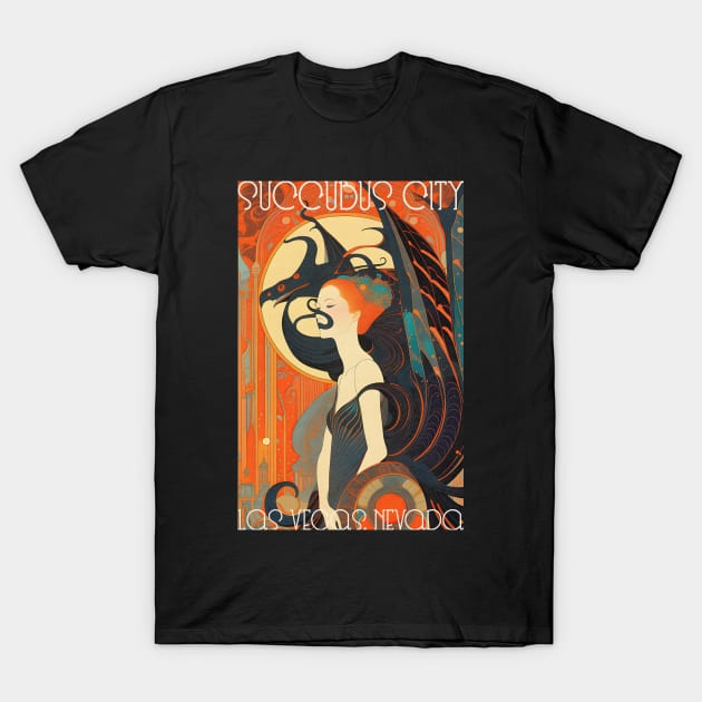 Succubus City Las Vegas, Nevada Art Deco T-Shirt by DanielLiamGill